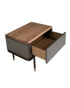 Table de chevet  gris foncé/noyer/or - 23x60x45 cm