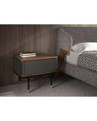 Table de chevet  gris foncé/noyer/or - 23x60x45 cm