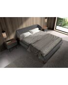 Table de chevet  gris foncé/noyer/or - 23x60x45 cm