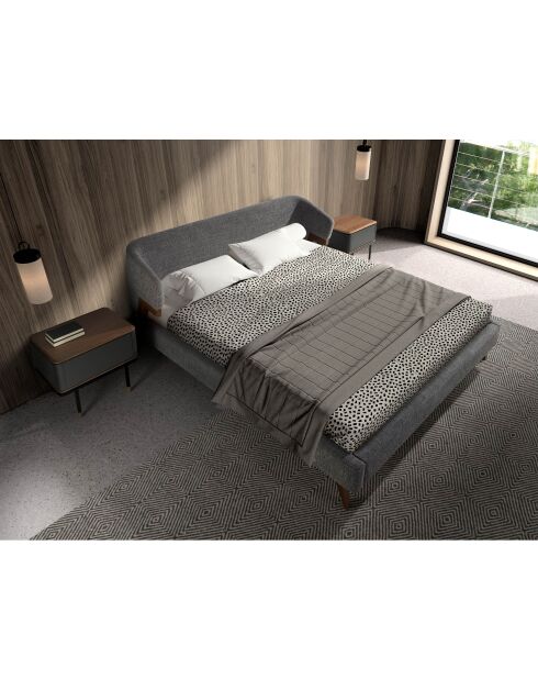 Table de chevet  gris foncé/noyer/or - 23x60x45 cm