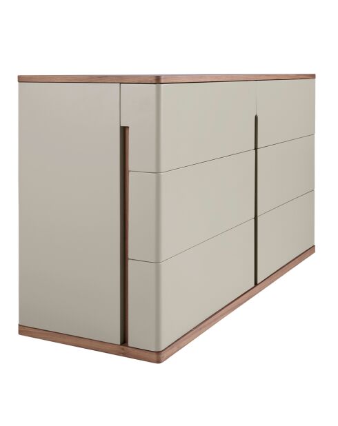 Cassettiera con struttura in MDF grigio/noce - 81x135x48 cm