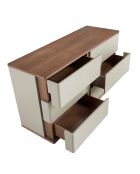 Cajonera con estructura de MDF gris/nogal - 81x135x48 cm