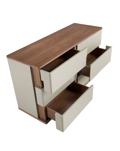 Cassettiera con struttura in MDF grigio/noce - 81x135x48 cm