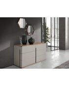 Cajonera con estructura de MDF gris/nogal - 81x135x48 cm