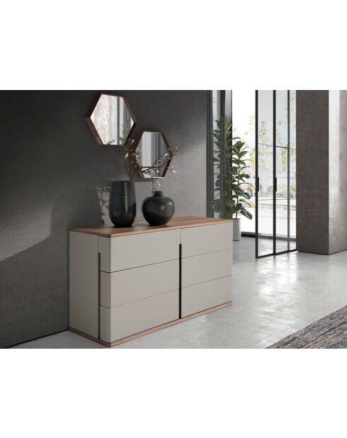 Cassettiera con struttura in MDF grigio/noce - 81x135x48 cm