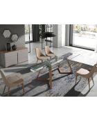 Cajonera con estructura de MDF gris/nogal - 81x135x48 cm