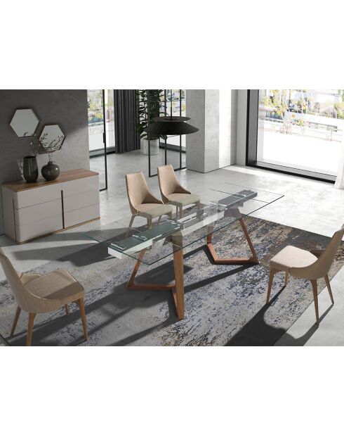 Cassettiera con struttura in MDF grigio/noce - 81x135x48 cm