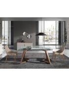 Cajonera con estructura de MDF gris/nogal - 81x135x48 cm