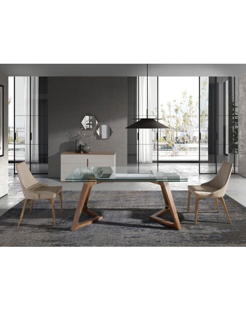 Cassettiera con struttura in MDF grigio/noce - 81x135x48 cm