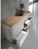 Cajonera con estructura de MDF gris/nogal - 81x135x48 cm