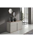 Cajonera con estructura de MDF gris/nogal - 81x135x48 cm