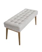 Tabouret  avec assise revêtue de tissu gris foncé gris/noyer - 8x100x40 cm