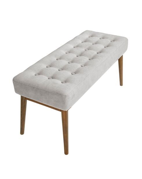 Tabouret avec assise revêtue de tissu gris foncé gris/noyer - 8x100x40 cm