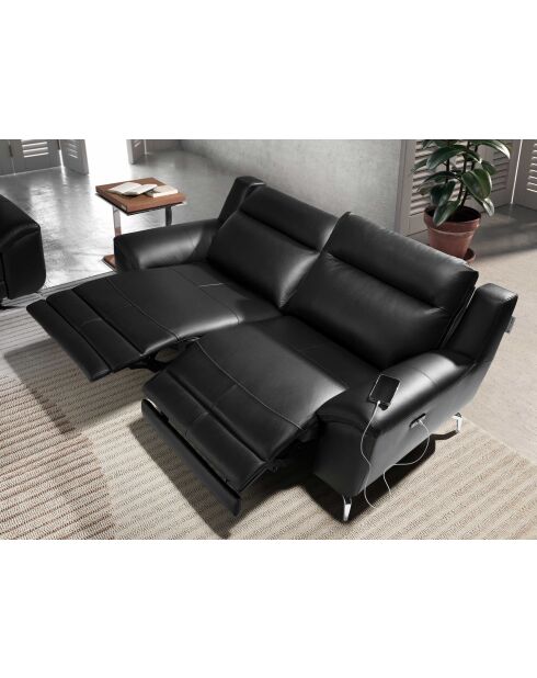 2-zits relaxbank zwart/staal - 106x192x93 cm