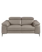 2-zits relax leren bank grijs/staal - 83x170x102 cm