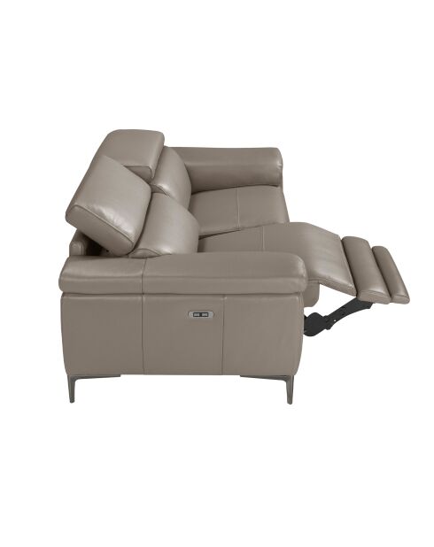 2-zits relax leren bank grijs/staal - 83x170x102 cm