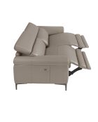2-zits relax leren bank grijs/staal - 83x170x102 cm