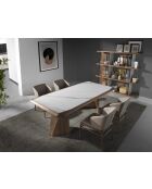 Eettafel wit/walnoot - 220x110x110 cm