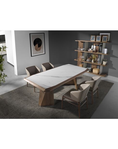 Esstisch in Weiß/Nussbaum - 220x110x110 cm