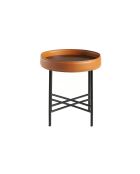 Ronde hoektafel oranje/walnoot/zwart - 4x42x42 cm