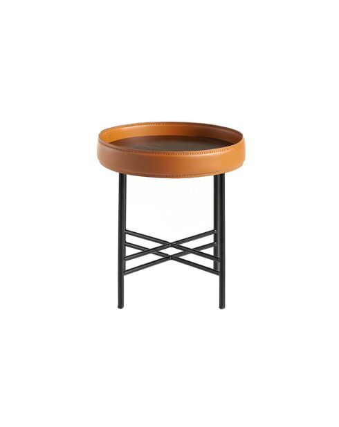Ronde hoektafel oranje/walnoot/zwart - 4x42x42 cm