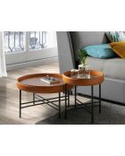Ronde hoektafel oranje/walnoot/zwart - 4x42x42 cm
