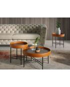 Ronde hoektafel oranje/walnoot/zwart - 4x42x42 cm