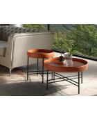 Ronde hoektafel oranje/walnoot/zwart - 4x42x42 cm