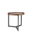 Runder Ecktisch weiß/dunkler Stahl/Nussbaum - 8x62x62 cm