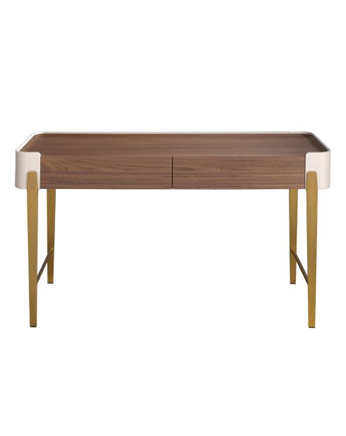 Bureau  beige/or/noyer - 35x140x50 cm