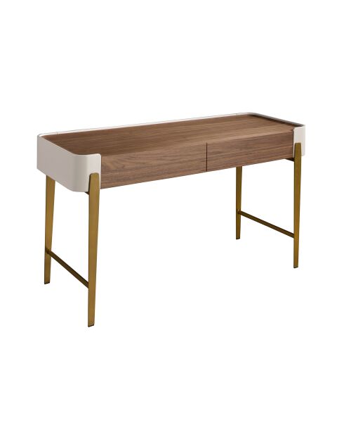 Bureau  beige/or/noyer - 35x140x50 cm