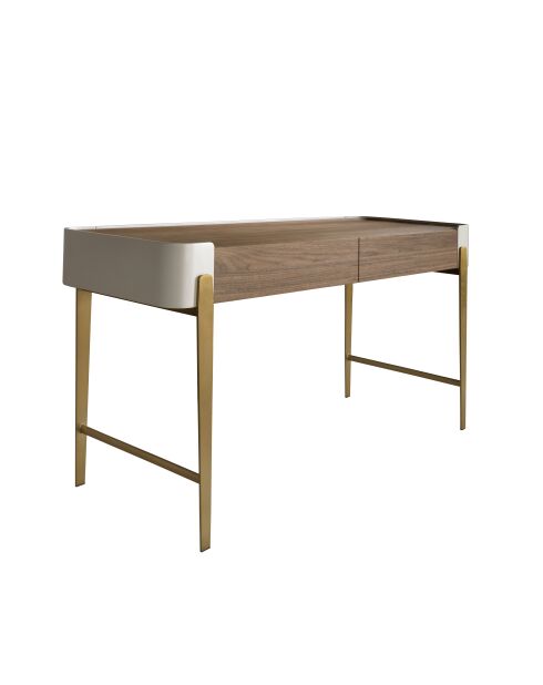 Bureau  beige/or/noyer - 35x140x50 cm