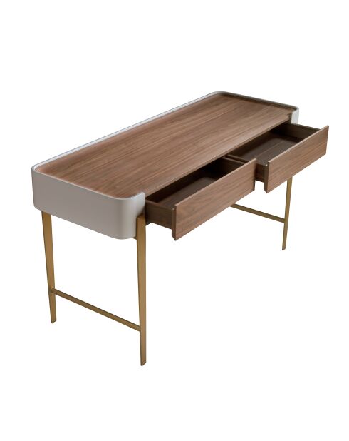 Bureau  beige/or/noyer - 35x140x50 cm