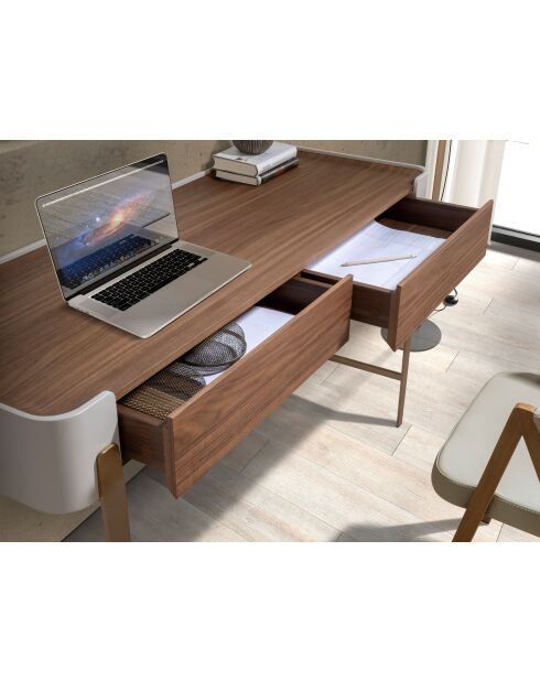 Bureau  beige/or/noyer - 35x140x50 cm