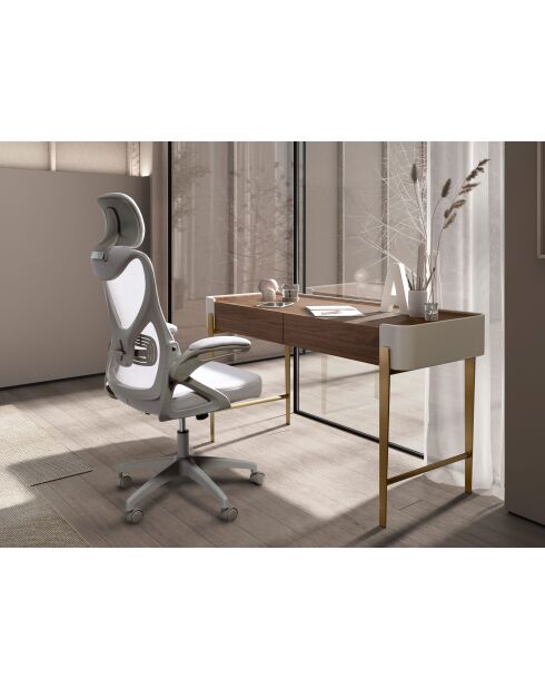 Bureau  beige/or/noyer - 35x140x50 cm