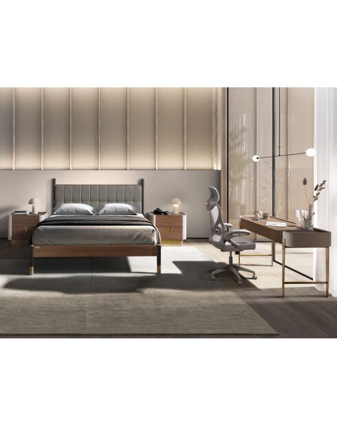 Bureau  beige/or/noyer - 35x140x50 cm