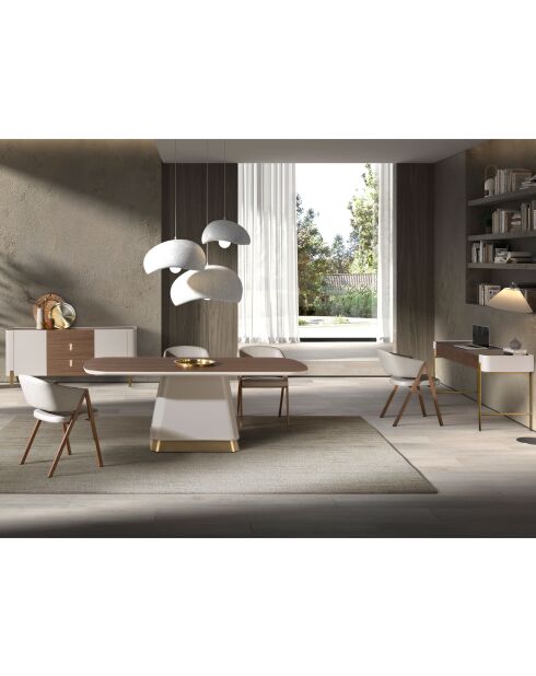 Bureau  beige/or/noyer - 35x140x50 cm