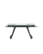 Mesa de comedor extensible rectangular negra/cristal - 139x180x100 cm