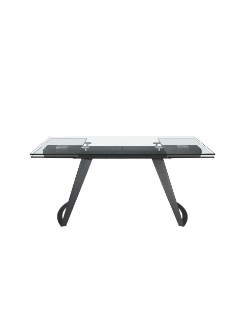 Mesa de comedor extensible rectangular negra/cristal - 139x180x100 cm