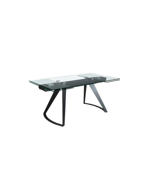 Mesa de comedor extensible rectangular negra/cristal - 139x180x100 cm