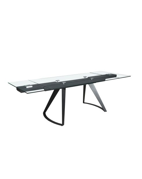 Mesa de comedor extensible rectangular negra/cristal - 139x180x100 cm