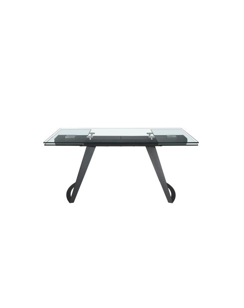 Mesa de comedor extensible rectangular negra/cristal - 139x180x100 cm