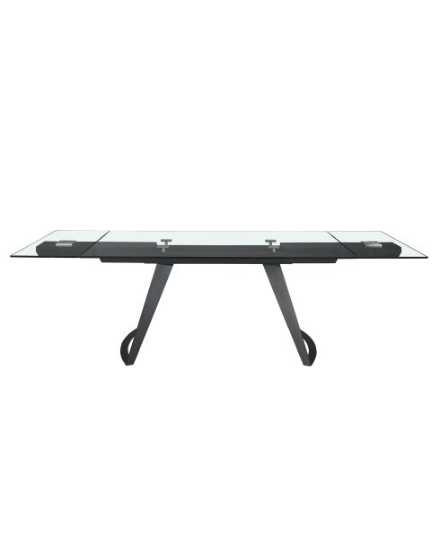 Mesa de comedor extensible rectangular negra/cristal - 139x180x100 cm