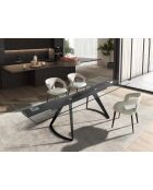Mesa de comedor extensible rectangular negra/cristal - 139x180x100 cm