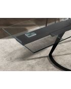 Mesa de comedor extensible rectangular negra/cristal - 139x180x100 cm