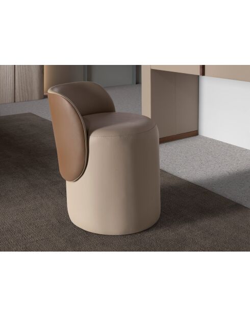 Pouf en simili vison/brun - 11x49x50 cm