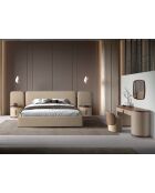 Pouf en simili vison/brun - 11x49x50 cm