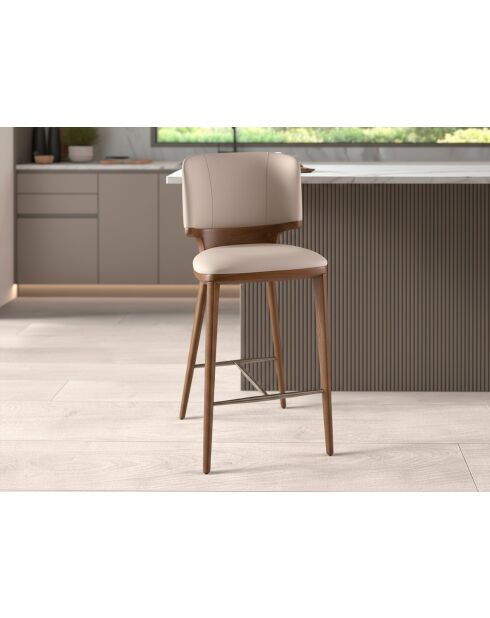 Tabouret  noix/crème - 15x51x55 cm