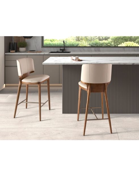 Tabouret  noix/crème - 15x51x55 cm
