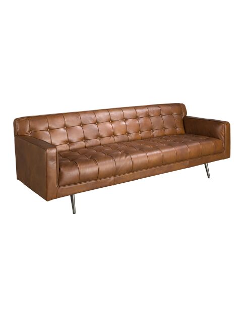 Chester 3-Sitzer-Sofa dunkelbraun/dunkler Stahl - 46x212x79 cm